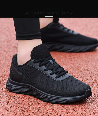 Men's casual sports shoes men's shoes black mesh breathable running shoes men's soft bottom light flat bottom work shoes