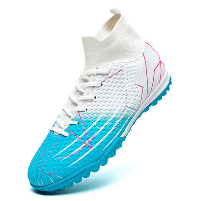 New Professional High-Top Football Shoes Artificial Grass Leather Youth Students Training Soccer Shoes for Men and Women Sports