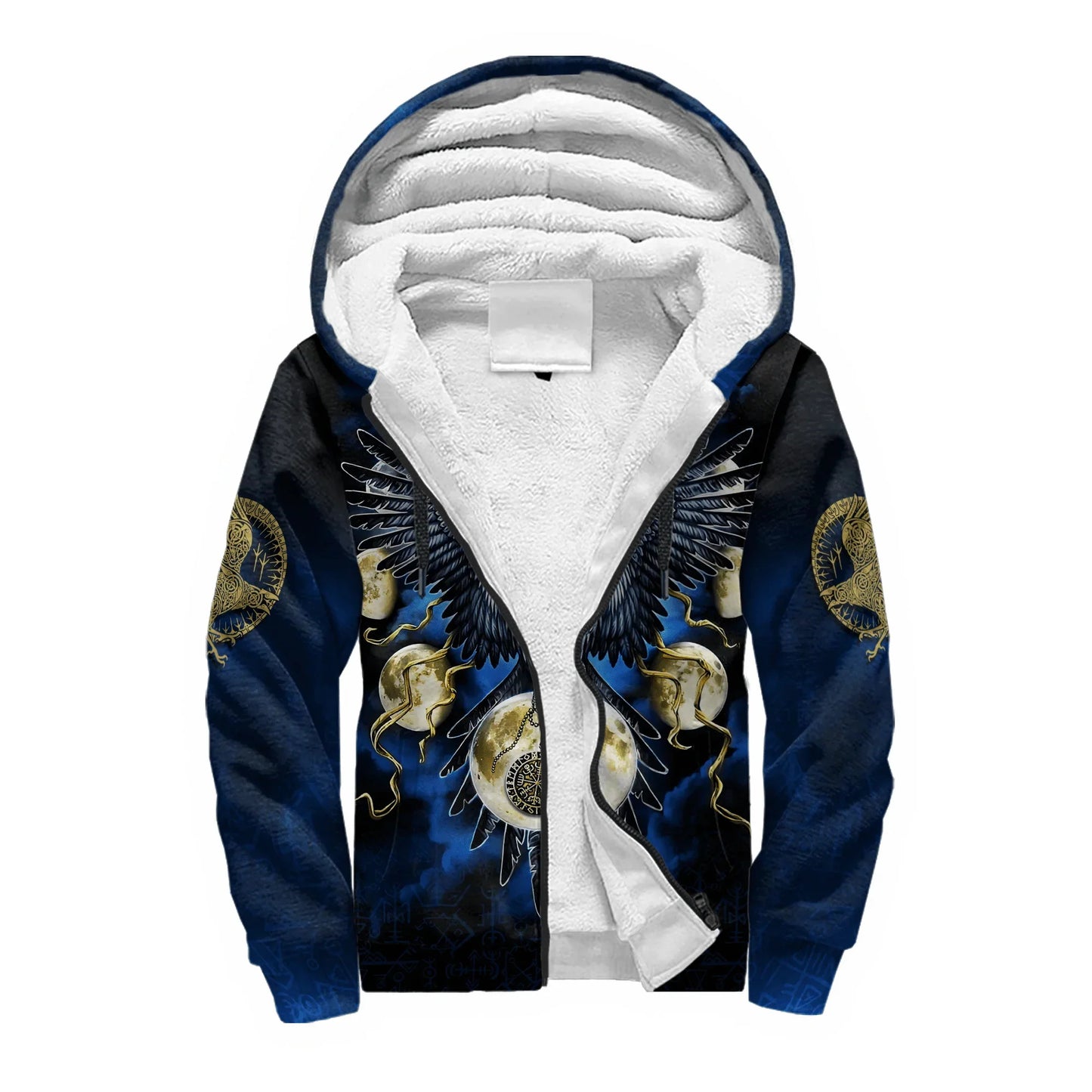 Mjolnir Odin Raven Wolf Tattoo 3D Printed Mens Winter Thicker Zip Hoodie Unisex Casual Hooded Tracksuit Warm Fleece Jacket KD16