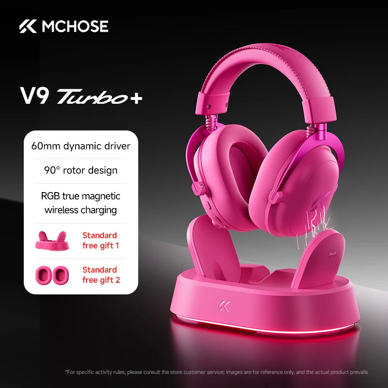 MCHOSE V9 Turbo Wireless Gaming Headset 7.1 Surround Sound RGB Esports Headphones with 60mm Drivers, Noise Cancelling Mic & Charging Base