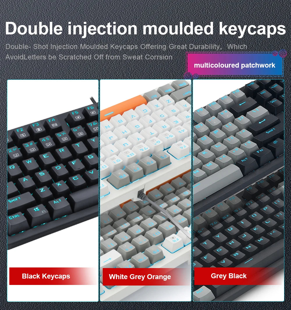 E-YOOSO K620 USB Mechanical Gaming Keyboard Wired Blue Red Switch Monochrome LED Backlit 87 Key for Compute Laptop PC