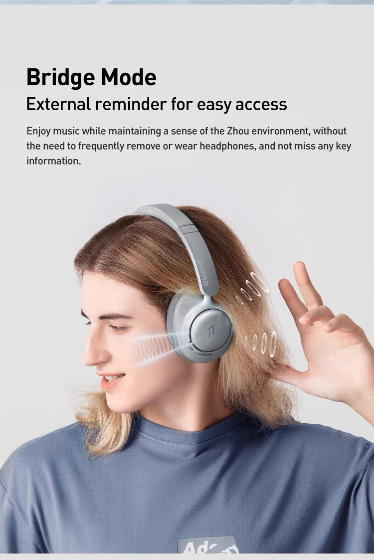 1MORE SonoFlow S Wireless Bluetooth Noise Cancelling Headphones 42dB ANC Hi-Res Audio 90H Battery Life Over-Ear Headset
