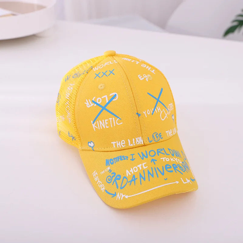 Summer autumn Kid Boy Cartoon Letter Embroidered Baseabll Caps Children Girls Outdoor Leisure Mesh Sport hats