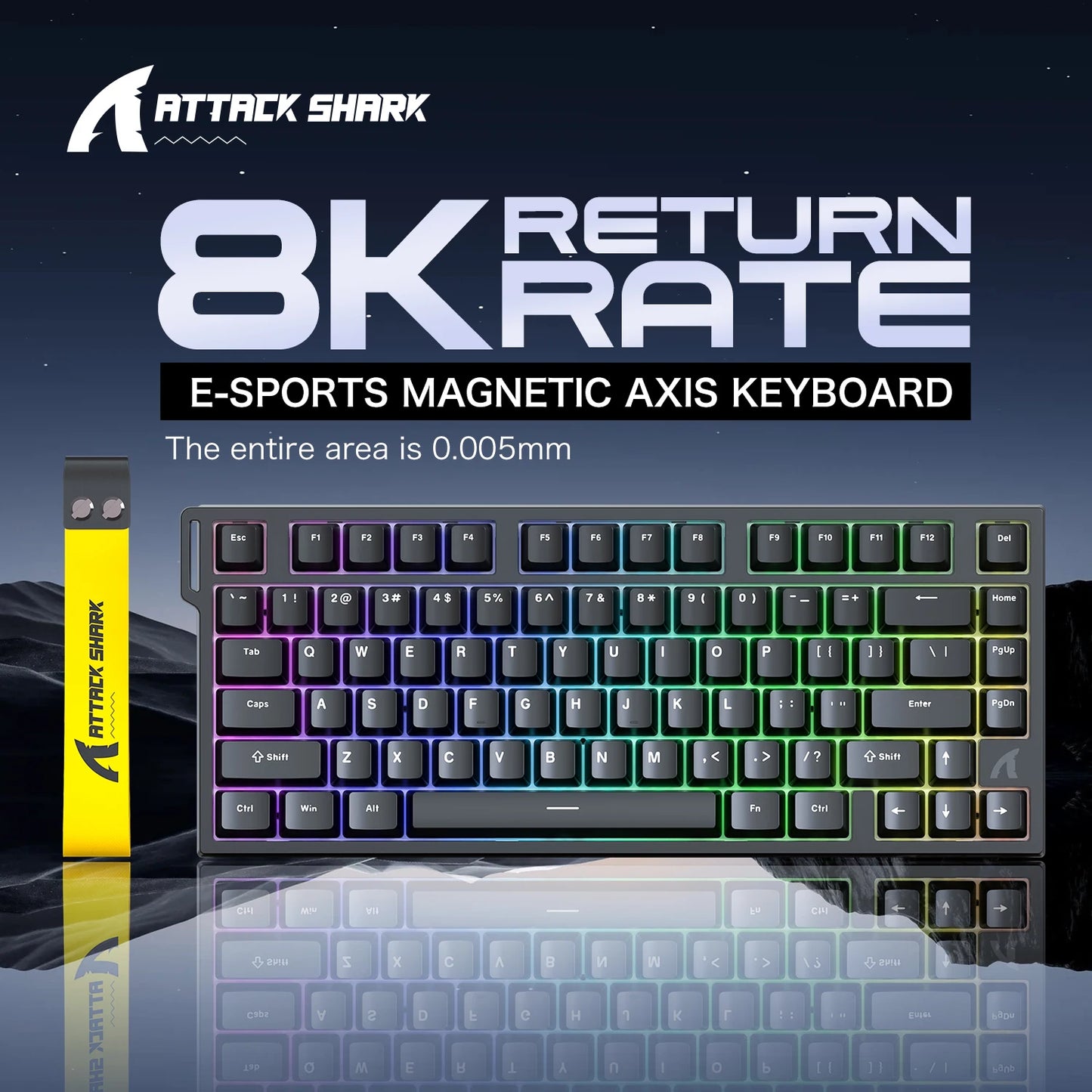 ATTACK SHARK R82 HE Magnetic Keyboard Gaming 8000Hz Rapid Trigger Wired ProGamer 75% Keyboard,0.005mm RT Accuracy,0.08ms Latency