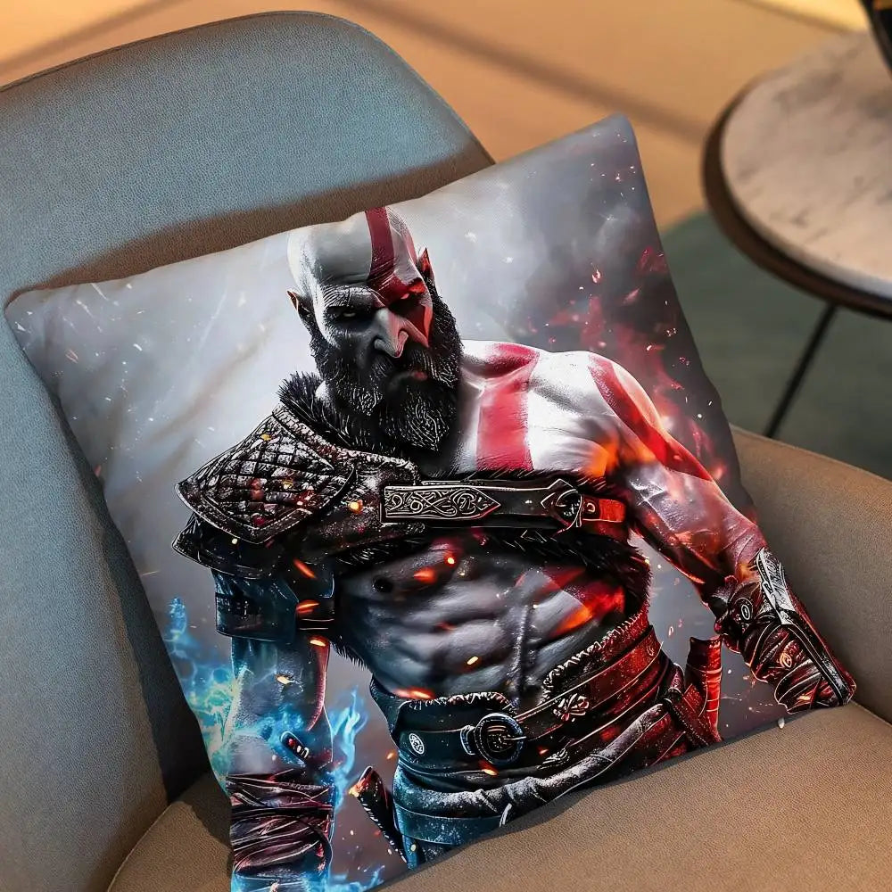 Furious Kratos game God of War  Pillow Case Pillow Case Living Room Sofa Cushion Cover Suitable For Home Bedroom Room Decoration