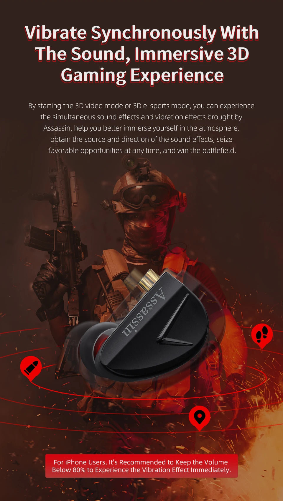 CVJ Assassin Hybrid Gaming Earphones 1DD+1BA Vibration Driver Wired HiFi Headphones with Mic, Type-C & 3.5mm In-Ear Gaming Earphones for E-Sports