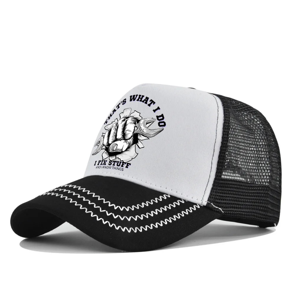 Modebaseballkasket i printet, åndbart net til forår/sommer – Gorras med personligt logo til mænd, kvinder og par – Visirhat, casquette