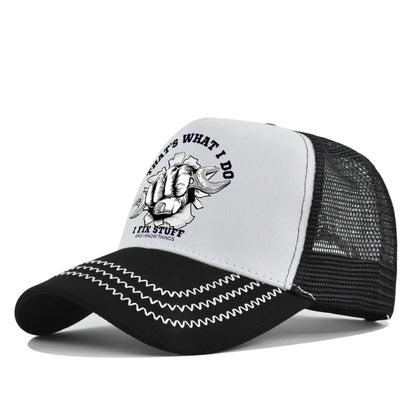 Modebaseballkasket i printet, åndbart net til forår/sommer – Gorras med personligt logo til mænd, kvinder og par – Visirhat, casquette