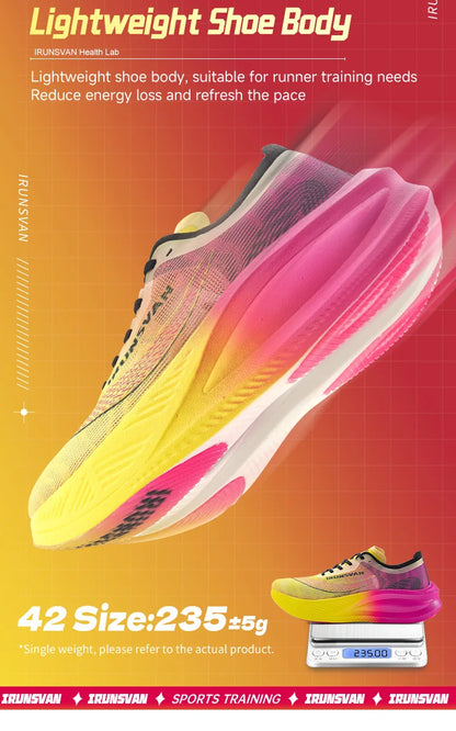 Scarpe da maratona IRUNSVAN con soletta in carbonio: scarpe sportive professionali, stabili, con supporto, assorbimento degli urti, ultraleggere e con ottimo rimbalzo