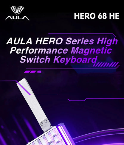Teclado AULA HERO 68HE con interruptores magnéticos RGB Gaming mecánico Rapid Trigger retorno 8K con cable para esports personalizable