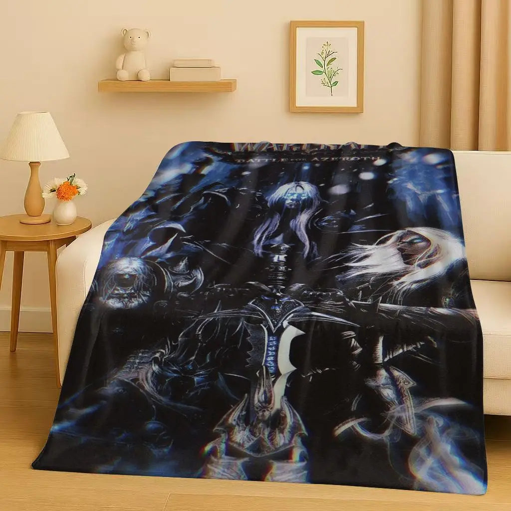 3D WOW World of Warcraft Game Demon Hunter Arthas Cartoon Flannel Blanket,Ultra Soft Plush Throw for Home Bedroom Bed Sofa Cover