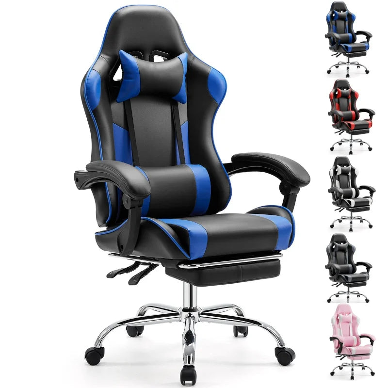 JHK Ergonomic Racing Gaming Chair with Lumbar Support, Adjustable PU Leather Computer Chair, Swivel Office Gaming Chair with Headrest & Armrests