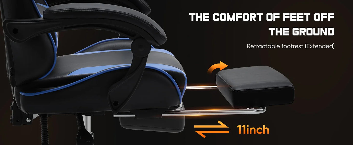 JHK Ergonomic Racing Gaming Chair with Lumbar Support, Adjustable PU Leather Computer Chair, Swivel Office Gaming Chair with Headrest & Armrests
