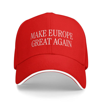 Make Europe Great Again - Cappellino da baseball bianco con scritta "Sun" - Primavera - Unisex - Adolescenti - Cappellini hip hop - Casual - Sport all'aperto - Cappellini da baseball