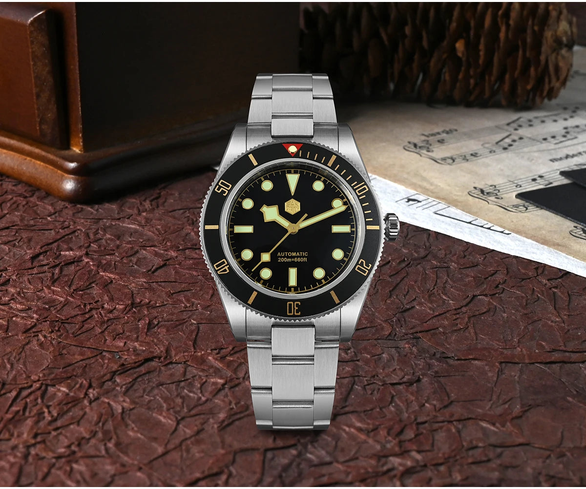 San Martin 40mm NH35 Automatic Men Diving Watch 20ATM Waterproof BB58 Sapphire Wristwatch BGW-9 C3 Luminous Reloj SN0008C/D