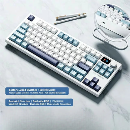 The New Hot-Selling EPOMAKER x AULA F75 75% ANSI Hot-Swappable Washer Bluetooth 5.0/2.4G Wireless/wired Mechanical Keyboard PBT