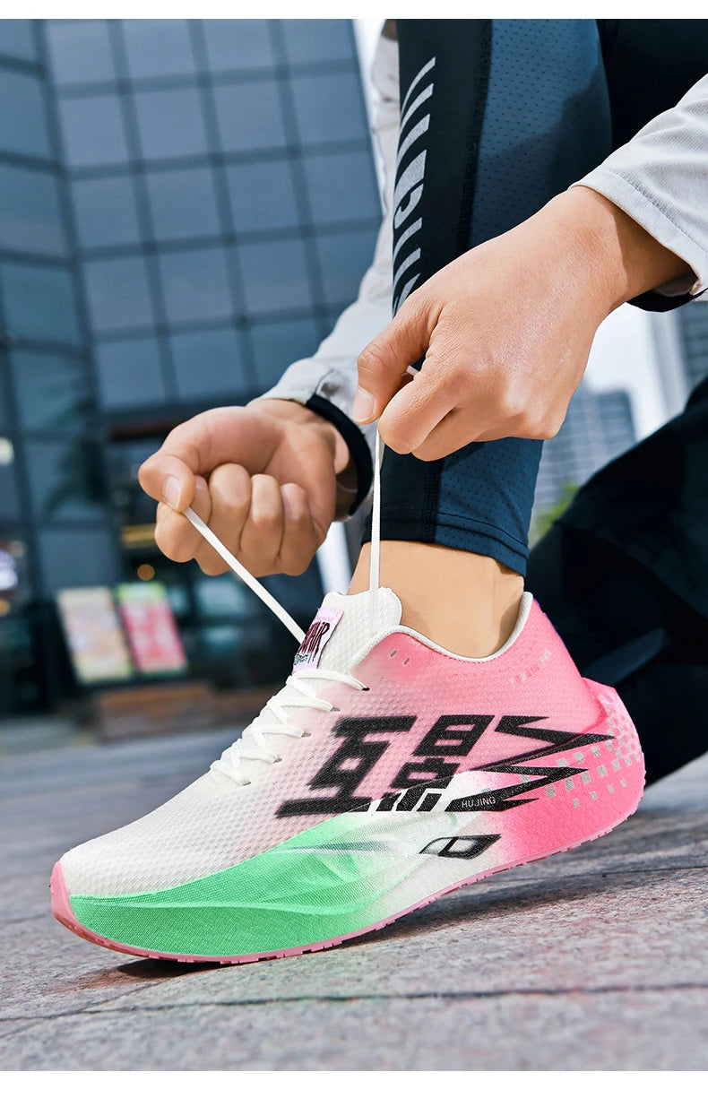 Chaussures de course pour homme, sportives, semelle en carbone, spécialisées, respirantes, légères, pour femme, confortables, athlétiques, antidérapantes, pour marathon
