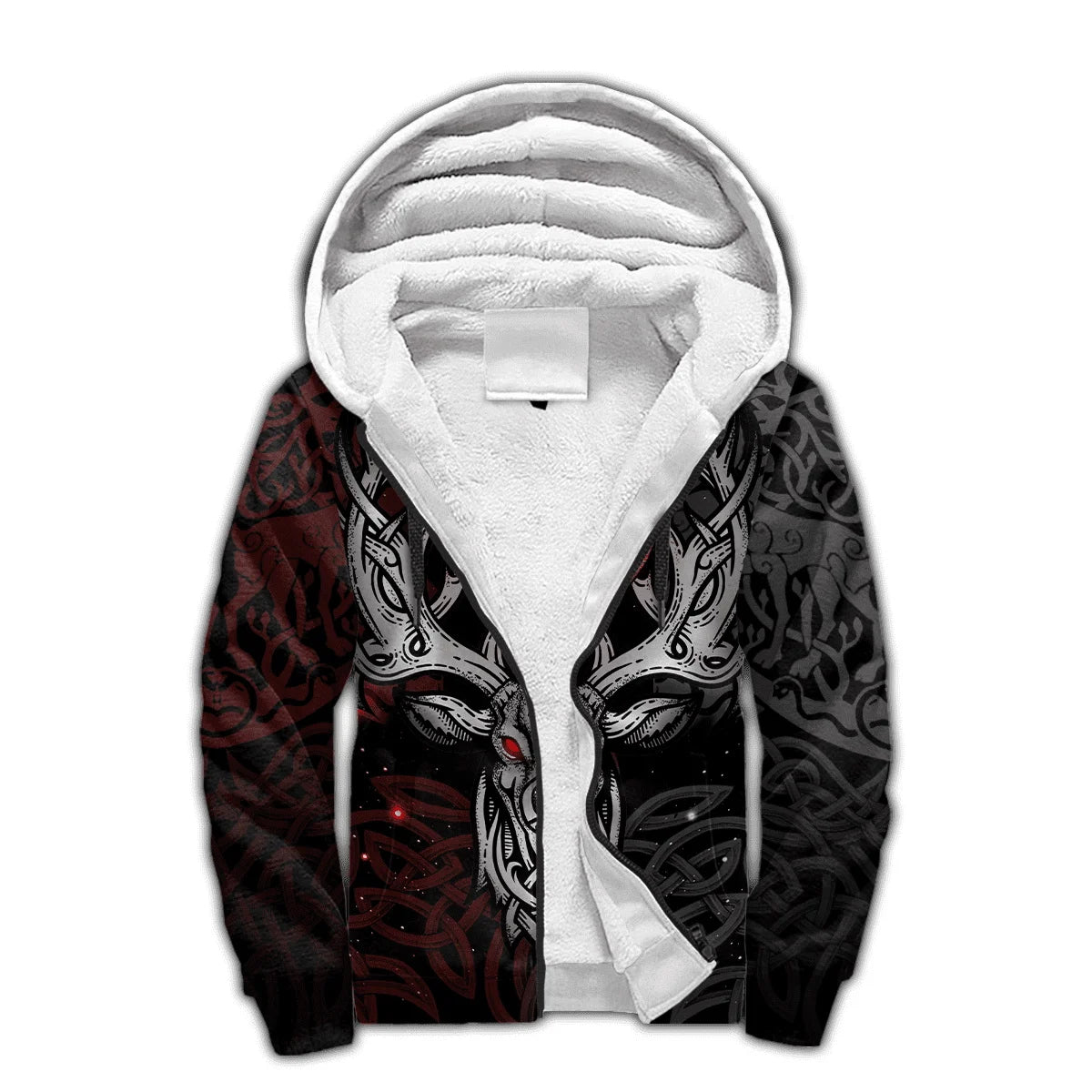 Mjolnir Odin Raven Wolf Tattoo 3D Printed Mens Winter Thicker Zip Hoodie Unisex Casual Hooded Tracksuit Warm Fleece Jacket KD16