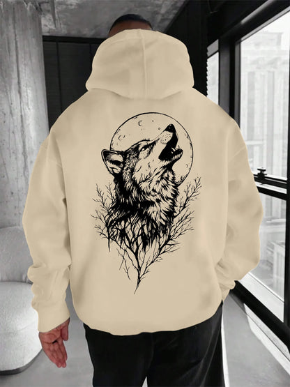 Herren-Kapuzenpullover mit Wolfsmuster-Print – bequemer, lässiger und modischer Hoodie für Herren