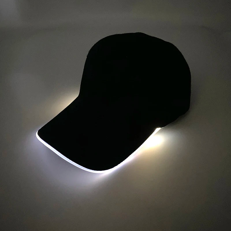 Cappello per adulti con LED e fibra ottica, cappellino alla moda, cappello di tendenza per discoteca, concerti, balli in maschera, eventi all’aperto e divertimento, cappello rap estivo