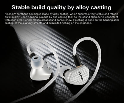 Angelears Kefine Klean SV 10mm DLC Diaphragm Dynamic Driver IEMs – Hi-Fi In-Ear Earphones with Interchangeable Nozzles &amp; Silver-Plated SPC Cable