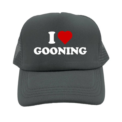 Sjove „I Love Gooning“-baseballkasketter – Cool sommerhat til mænd i netstof – Humoristisk truckerkasket – Unisex udendørs kasketter i netstof – MZ-080