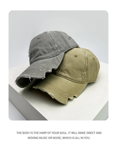 Cappellini da baseball unisex con visiera a tacca, in tessuto a tinta unita, traspiranti, stile "broken", con visiera per proteggersi dal sole, casual, versatili, effetto consumato, alla moda