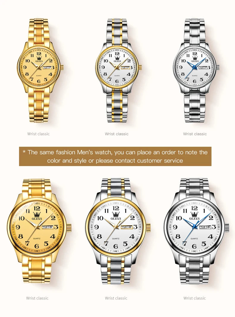 OLEVS Quartz Watch Women Fashion Ladies Watches Wrist Waterproof Luminous Stainless Steel Gold Women Watches Luxury Elegant