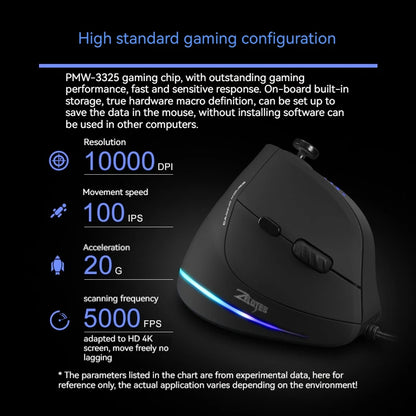 ZELOTES C18 Upright Ergonomic Gaming Mouse, 10000 DPI Wired Vertical Optical Mouse with 11 Programmable Buttons for PC, Office & Gaming