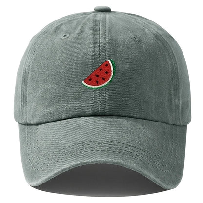 Four season baseball cap with watermelon print pattern for both men and women, adjustable duckbill cap for outdoor hiking