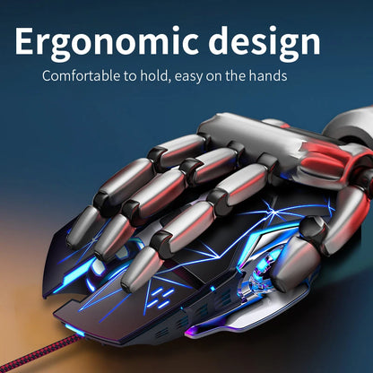 USB Wired Gaming Mouse 6-Button Ergonomic Gaming Mouse with Adjustable DPI, RGB Backlit Optical Gaming Mouse for PC, Laptop & Desktop