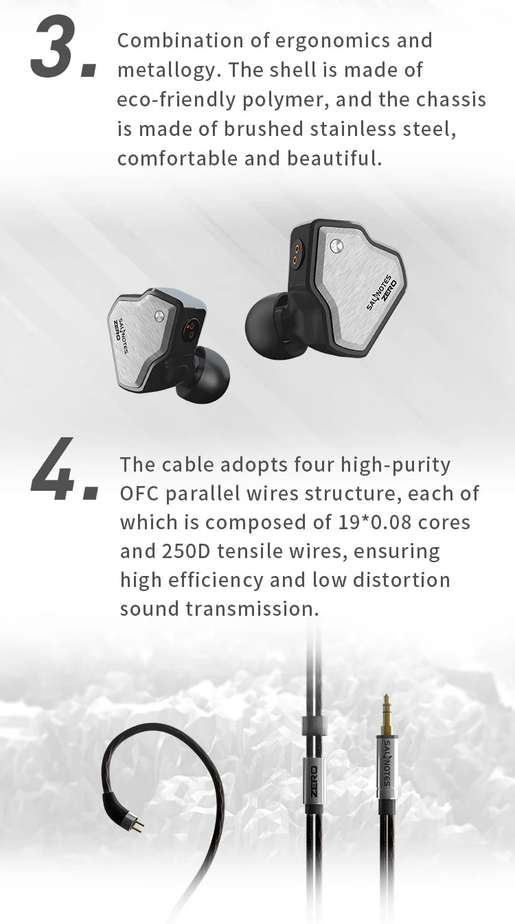7Hz Salnotes Zero HiFi 10mm Dynamic Driver In Ear Earphone IEM Metal Composite Diaphragm N52 Magnet