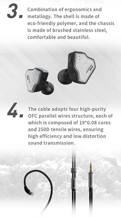 7Hz Salnotes Zero HiFi 10mm Dynamic Driver In Ear Earphone IEM Metal Composite Diaphragm N52 Magnet