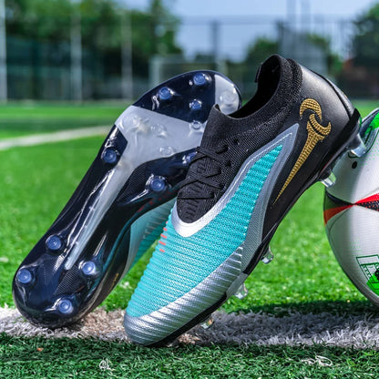 Męskie buty piłkarskie do sportu na świeżym powietrzu dla chłopców, z długimi kolcami, antypoślizgowe, oddychające, do meczów i treningów, buty piłkarskie dla dorosłych, wygodne