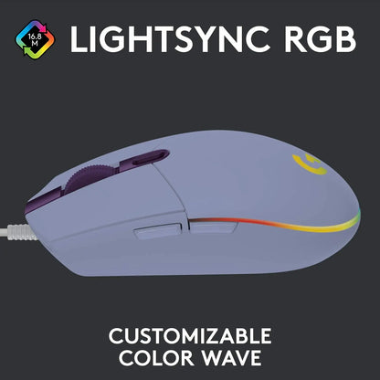 Logitech G102 G203 Wired Gaming Mouse 8200 DPI RGB Backlit Mouse with 2.1M USB Cable, Precision PC Gaming Mouse for Laptop & Office
