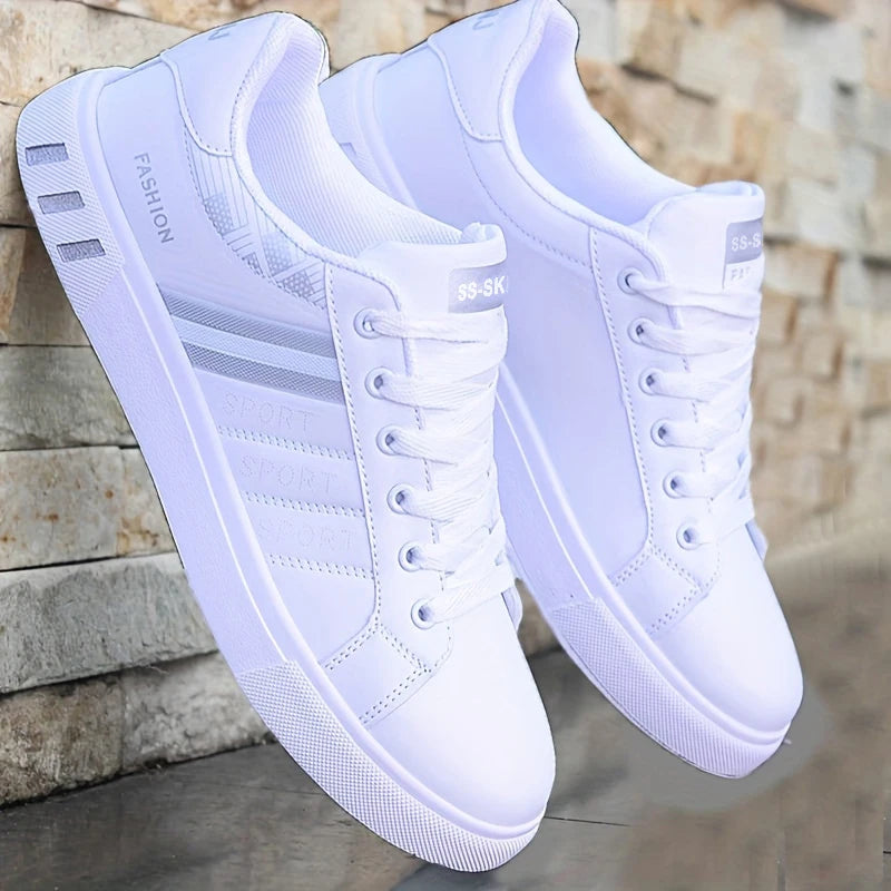 Men's Low-Top Skateboarding Sneakers - Breathable Synthetic Upper, Durable Pvc Sole, Round Toe Design, Suitable for Casual and Formal Wear Skateboard Shoes, Casual Shoes, Stylish Lace-Up Design, Equipped with Comfortable Fabr