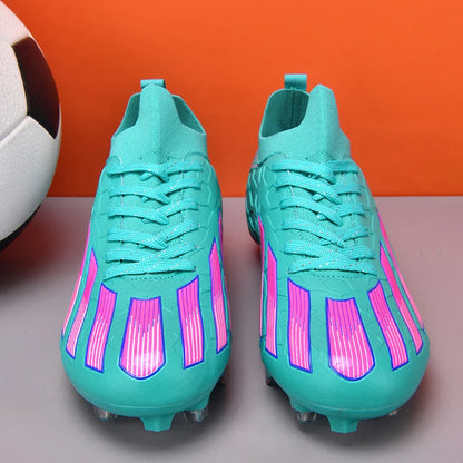 Scarpe da calcio professionali da uomo alla caviglia per erba, unisex, con tacchetti lunghi FG, scarpe da calcio Chuteira Society