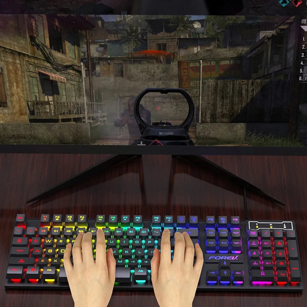 104 Keys USB Wired Keyboard RGB Mechanical Gaming Keyboard Ergonomic Esports Keyboard Computer Accessorie for Laptop Macbook