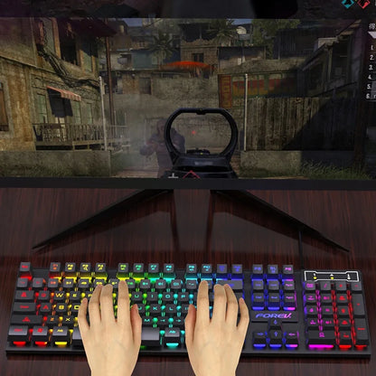 104 Keys USB Wired Keyboard RGB Mechanical Gaming Keyboard Ergonomic Esports Keyboard Computer Accessorie for Laptop Macbook