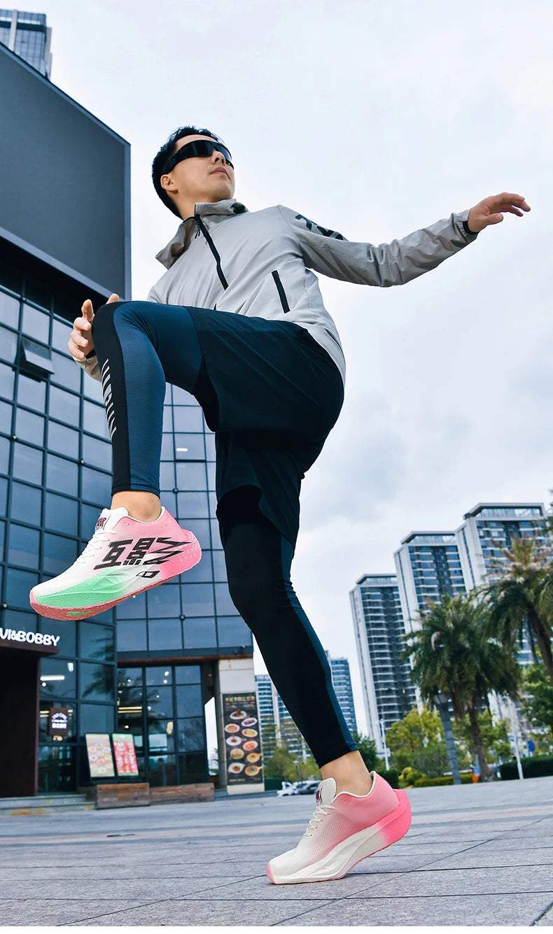 Chaussures de course pour homme, sportives, semelle en carbone, spécialisées, respirantes, légères, pour femme, confortables, athlétiques, antidérapantes, pour marathon