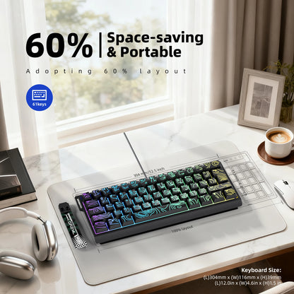 7KEYS 60% Compact Wired Keyboard with RGB Backlighting, Gradient Keycaps, USB Gaming Keyboard for Windows PC, Laptop & Tablet