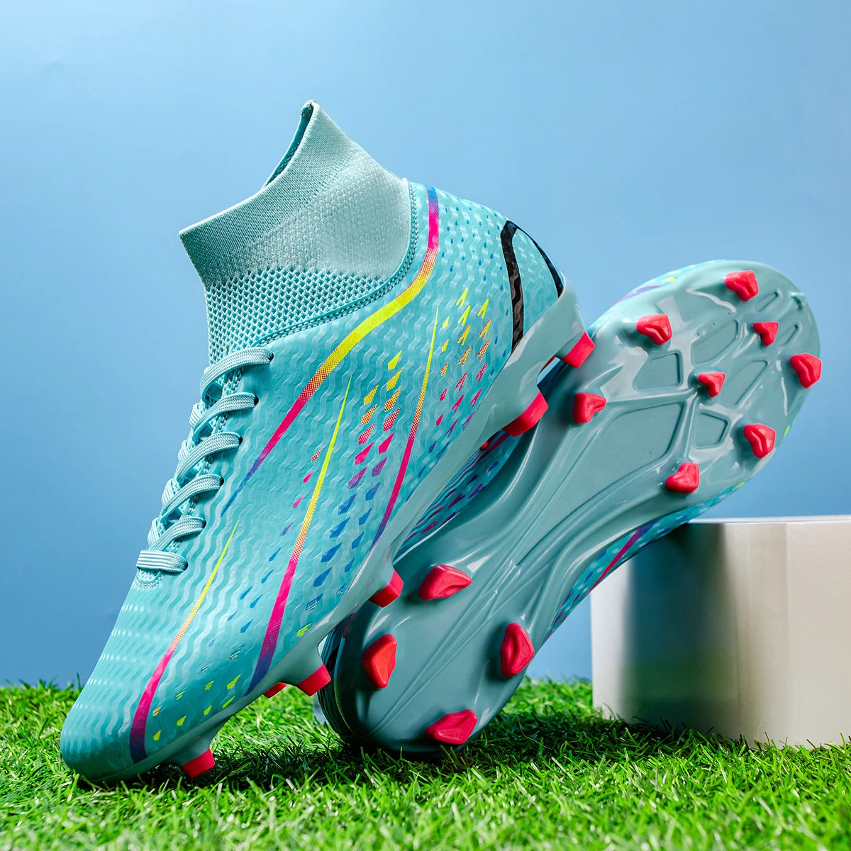 Chaussures de football pour hommes respirantes FG/AG à crampons longs, adaptées à l'entraînement et à la compétition, antidérapantes universelles toutes saisons