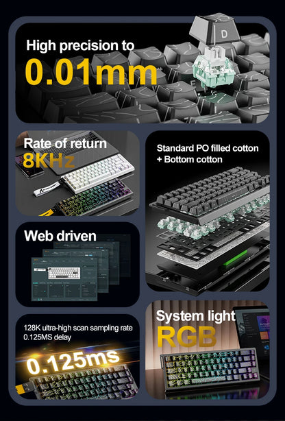 ATTACK SHARK X68HE Magnetic Mechanical Keyboard, 8000Hz Rapid Trigger Gaming Keyboard with Hall Effect Magnetic Switches, SOCD, 0.01mm RT, Wired RGB Keyboard