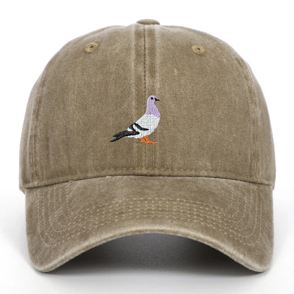 Spring New Pigeon Embroidery, Water Wash, Sun Protection Sun Hat for Men and Women Outdoor Sports, Fishing, Sun Protection Baseb
