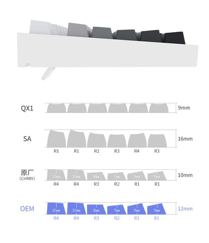 133+ Tasten OEM-Profil Gradient-Keycaps für mechanische Gaming-Tastatur mit Cherry MX Switch, PBT, hintergrundbeleuchtet, RGB-Keycap, ISO-Layout Keycaps