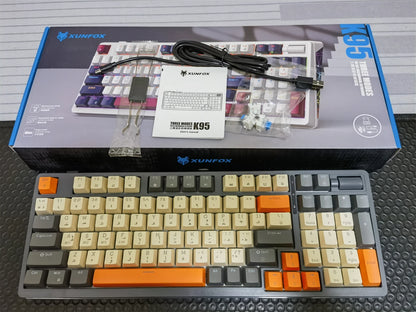 Wireless Mechanical Keyboard 96 Keys 100% Layout Spanish Russian Korean Arabic Mechanical Keyboard Bluetooth RGB K95 2000mAh