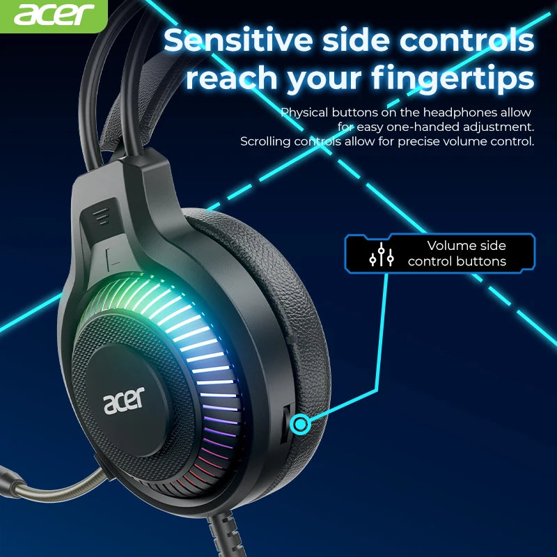 Auriculares gaming RGB con cable y micrófono – Sonido envolvente de baja latencia, iluminación RGB cool, aislamiento de ruido y ajuste cómodo