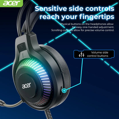 Auriculares gaming RGB con cable y micrófono – Sonido envolvente de baja latencia, iluminación RGB cool, aislamiento de ruido y ajuste cómodo