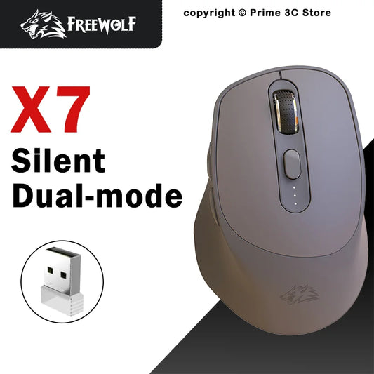 FREEWOLF X7 Wireless Mouse Bluetooth 2.4G Dual Mode Rechargeable Silent Ergonomic Mouse, 4000DPI Adjustable Precision Mouse for PC Laptop Mac