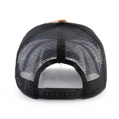 Gorras de camionero de moda con parche bordado de cabra. Gorra de béisbol Snapback «Four Seasons» para hombre y mujer, con visera ajustable.